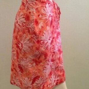 SO GSJC Stretch Coral Floral Skirt Front Tie Back Zip. Golf Resort Skirt Size 5